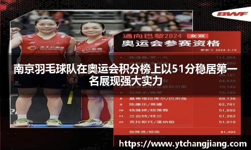 南京羽毛球队在奥运会积分榜上以51分稳居第一名展现强大实力